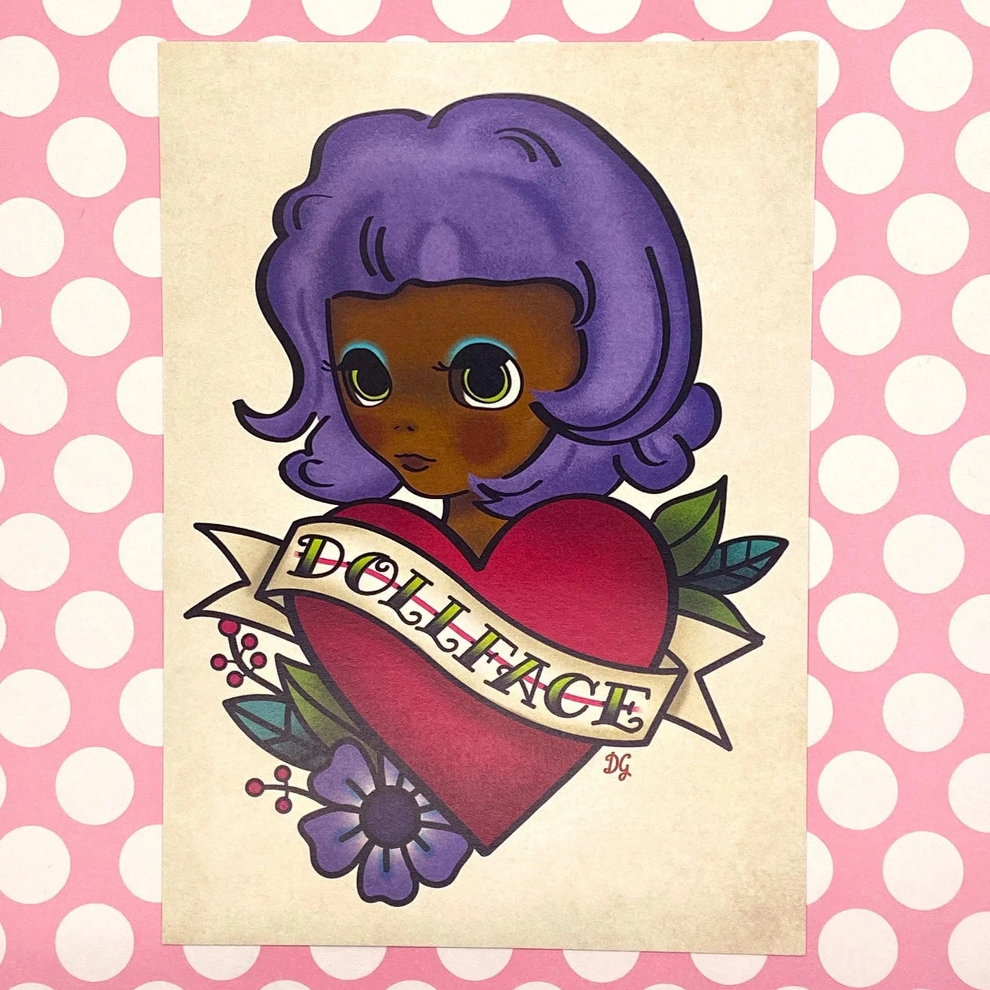 Dollface (Purple Hair) 5x7 Art Print