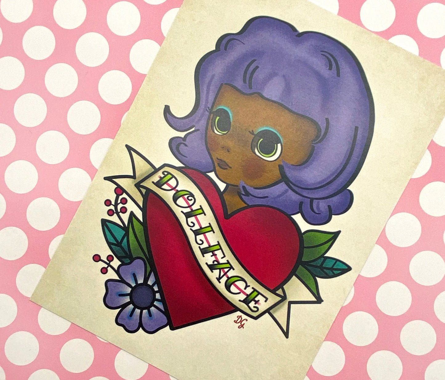 Dollface (Purple Hair) 5x7 Art Print