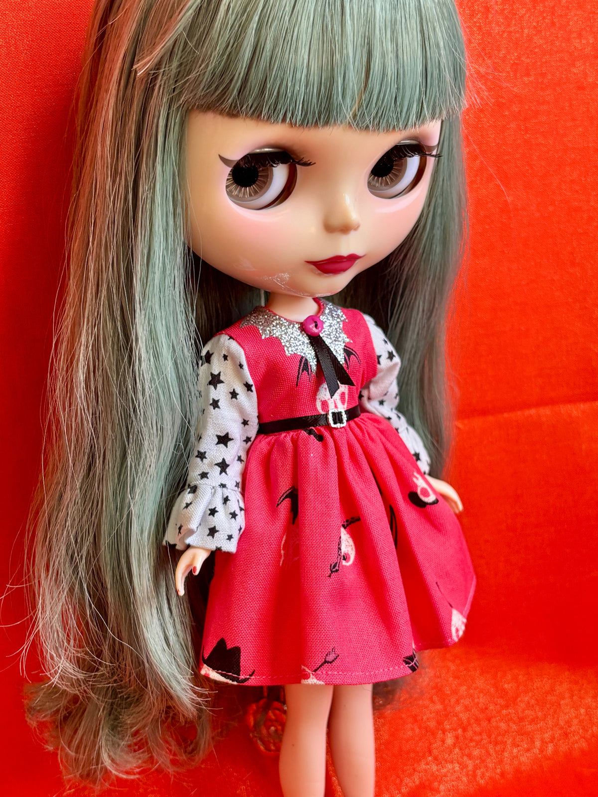 I Want Your Skull Bat Collar Ruffle Sleeve Dress