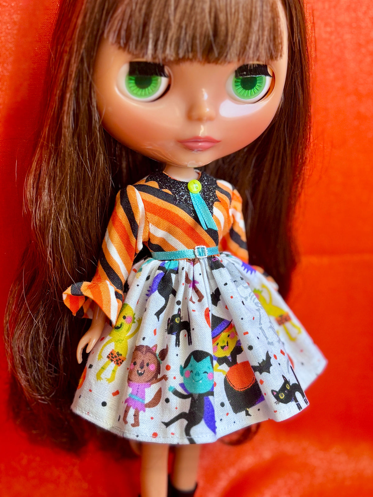 Monster Dance Party Collar Ruffle Sleeve Dress