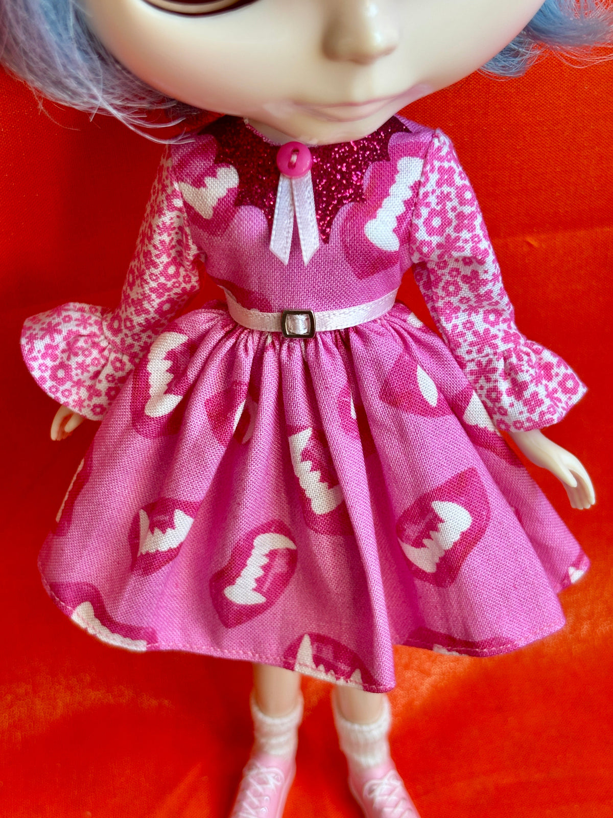 Just One Bite Bat Collar Ruffle Sleeve Dress
