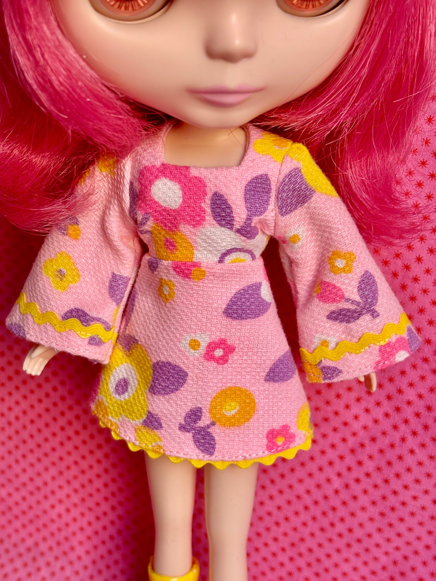 Pink Floral Bell Sleeve Mini Dress