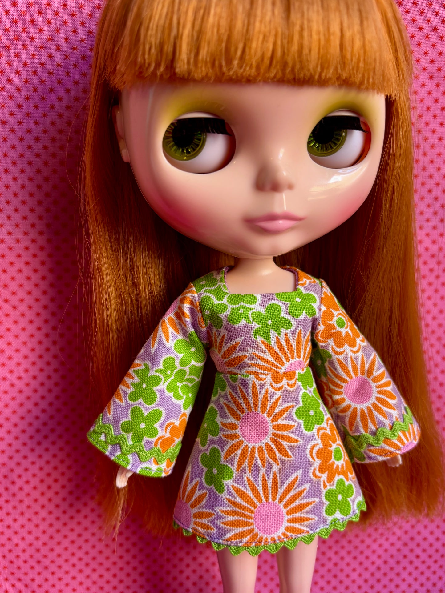 Purple Floral Bell Sleeve Mini Dress