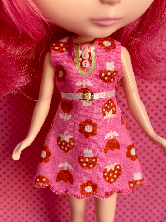 Pink Pixel Granny Dress & Cape Set