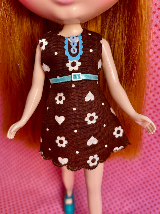 Blue Pixel Granny Dress & Cape Set