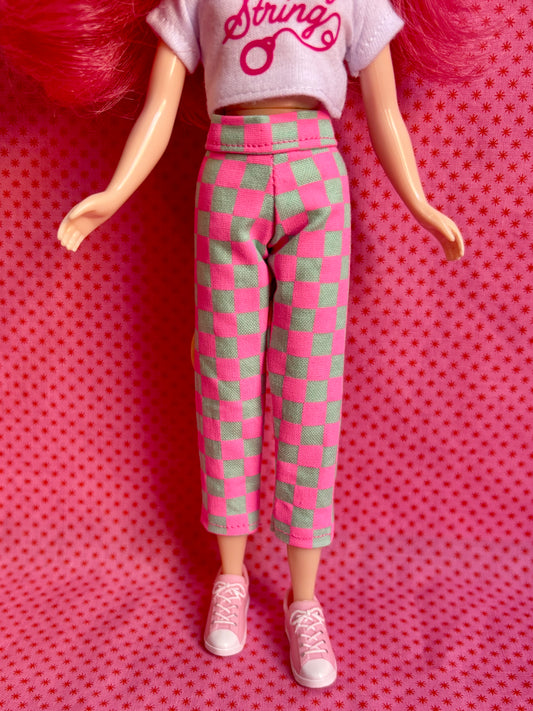 Neon Check Beatnik Baby Pants Pink/Mint