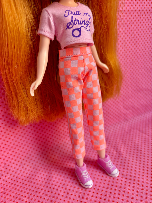 Neon Check Beatnik Baby Pants Orange/Pink