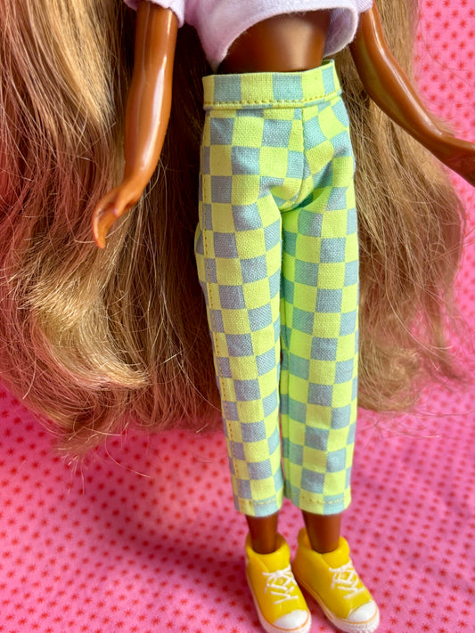 Neon Check Beatnik Baby Pants Yellow/Blue