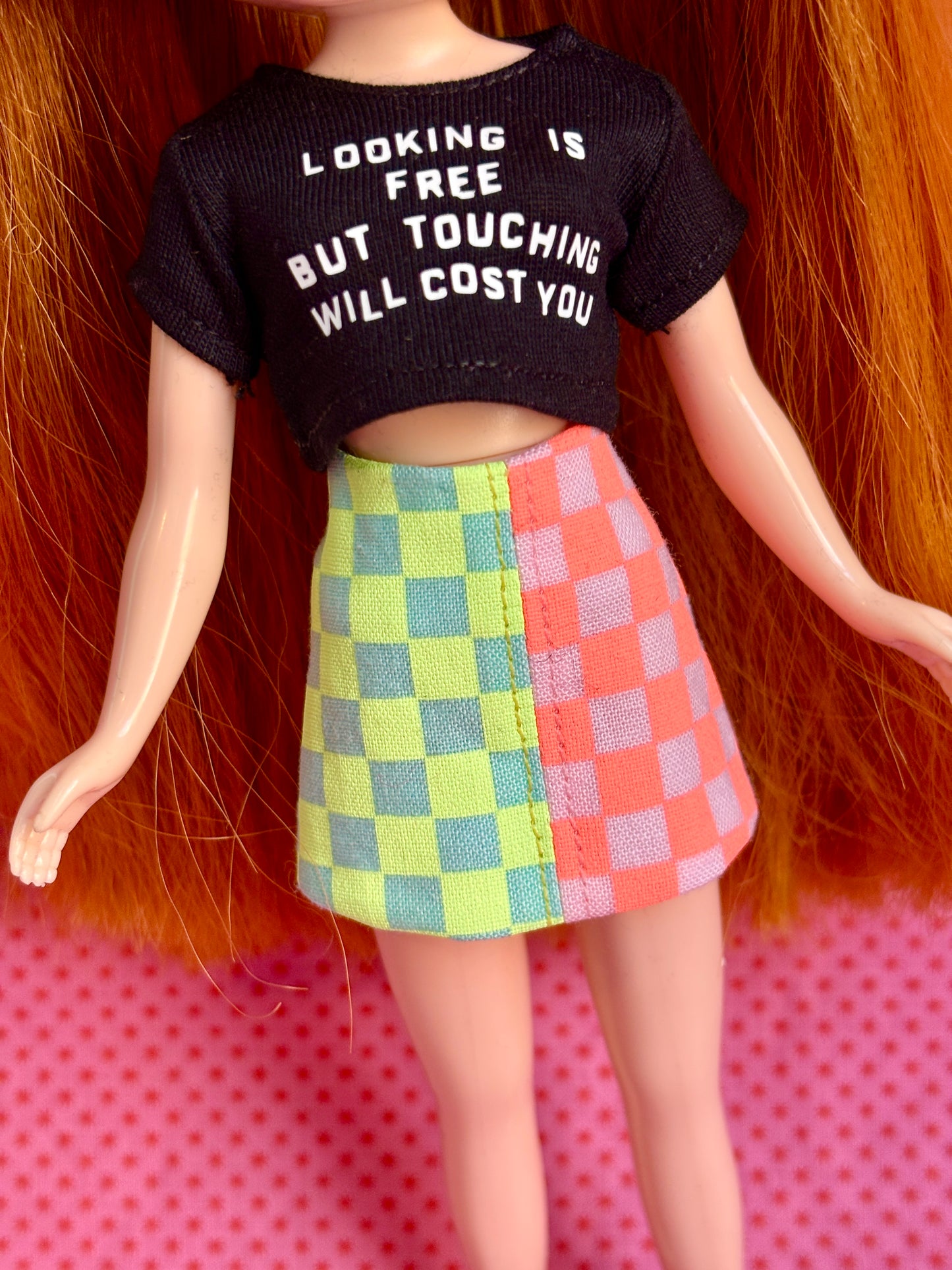 Neon Check Halfsies Skirt Yellow/Orange