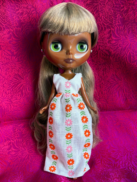 SAMPLE SALE The 1972 Bridesmaid Special / Vintage Style Maxi Dress for Blythe Dolls