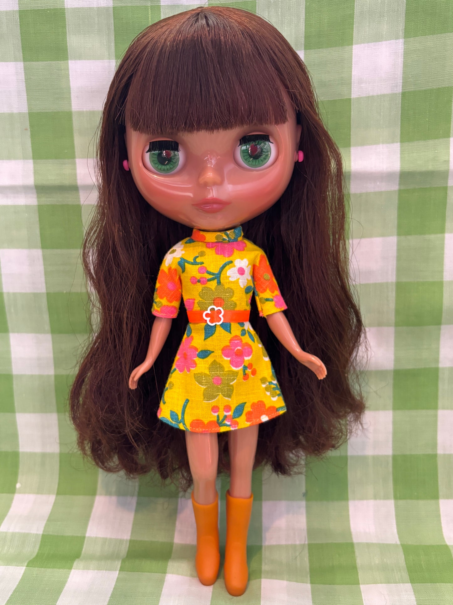 Golden Beams Mod Floral Vintage Dress & Cape Set