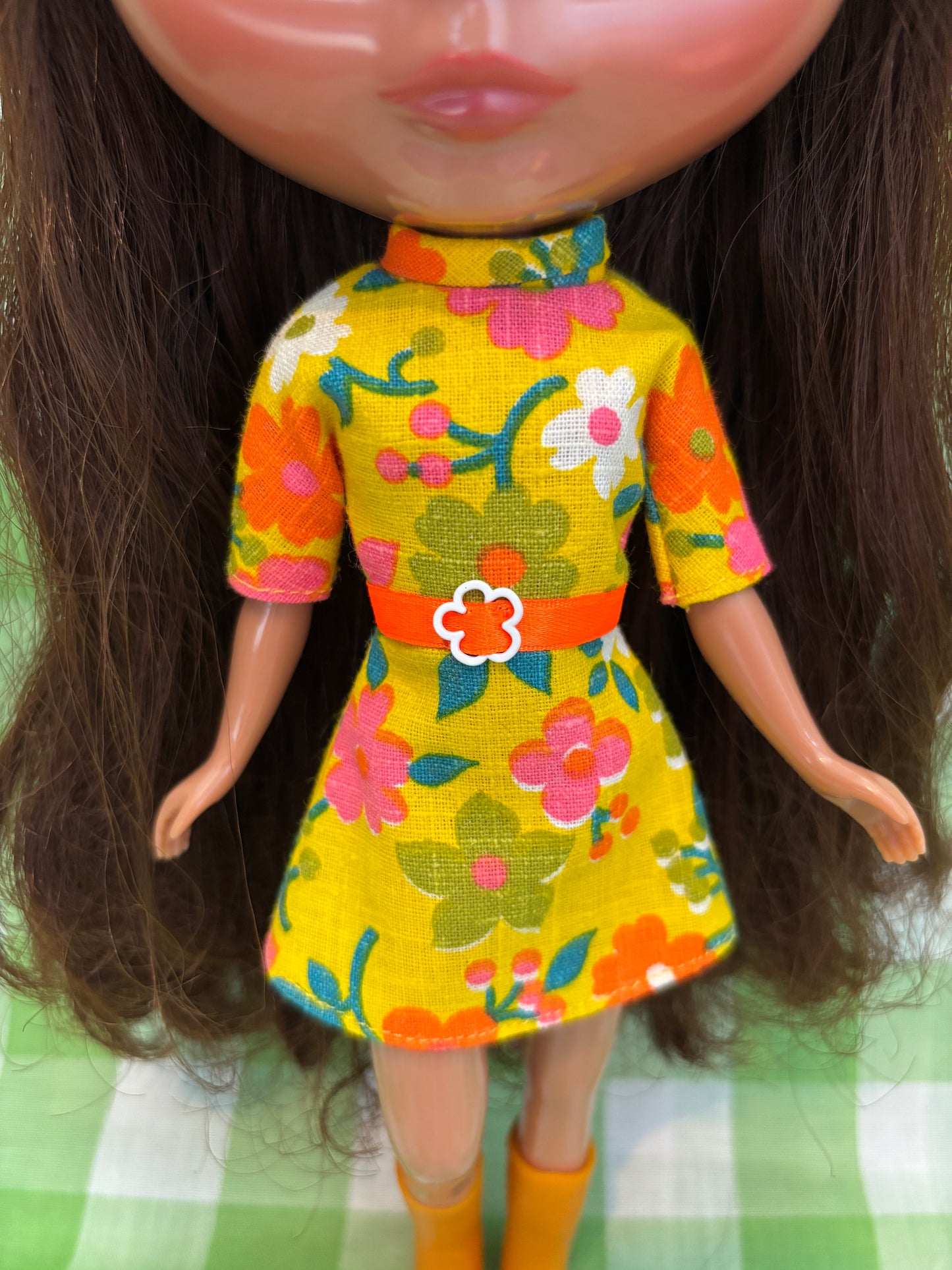 Golden Beams Mod Floral Vintage Dress & Cape Set