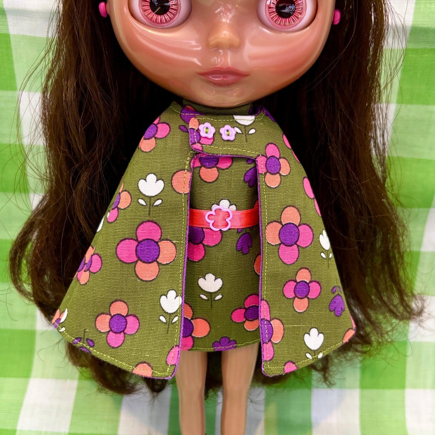 Green With Envy Mod Floral Vintage Dress & Cape Set