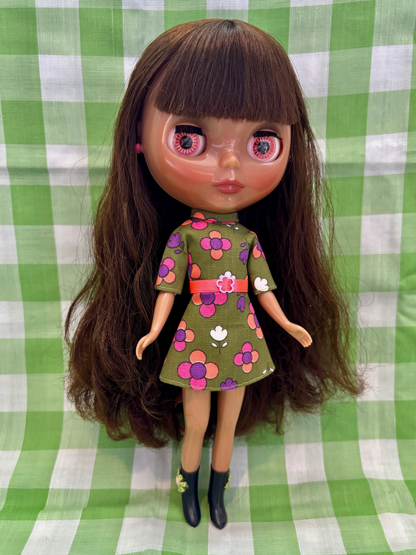 Green With Envy Mod Floral Vintage Dress & Cape Set