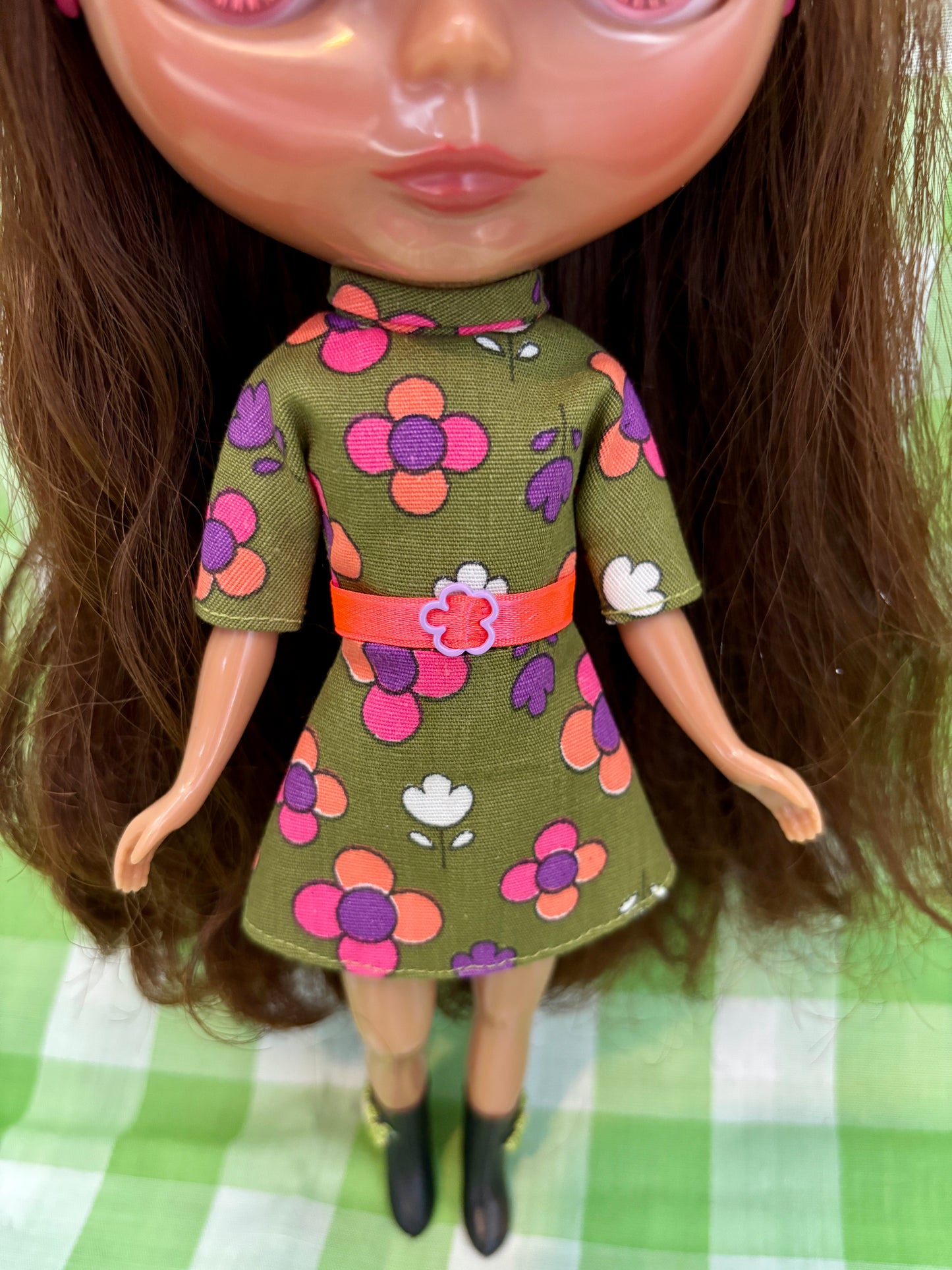 Green With Envy Mod Floral Vintage Dress & Cape Set
