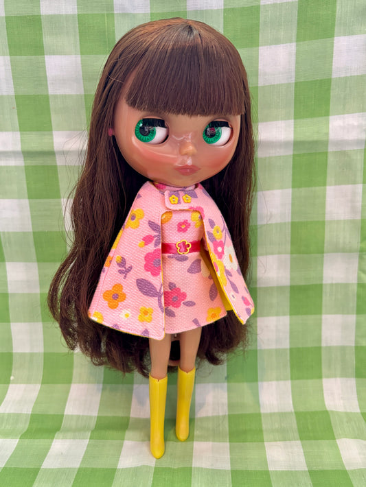 Pink Paradise Mod Floral Vintage Dress & Cape Set