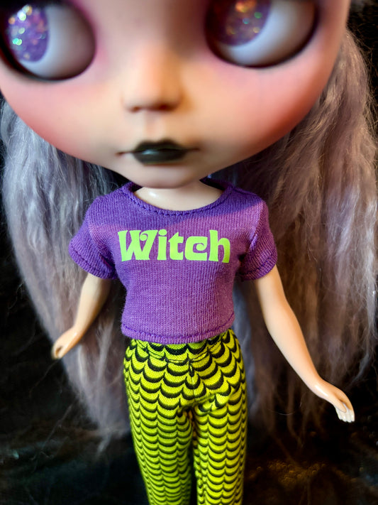 Witch Purple Glow Crop Tee for Blythe