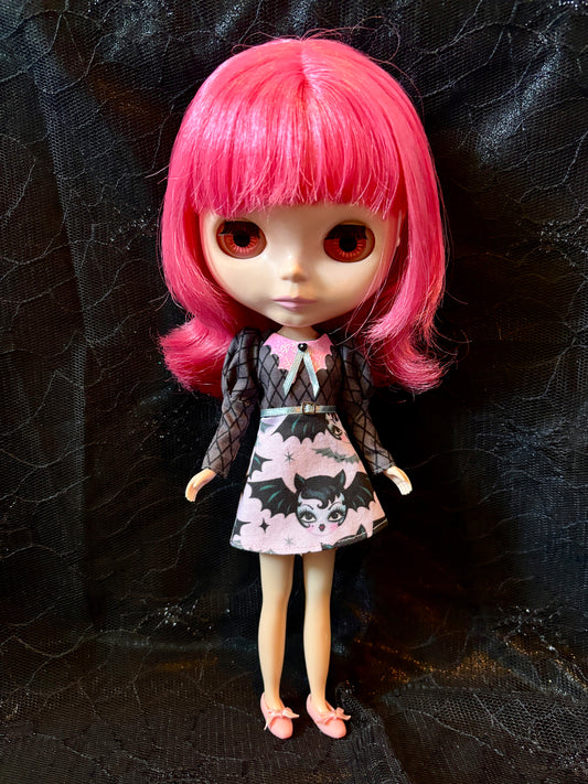 Bat Babe Bat Collar Long Sleeve Mini Dress