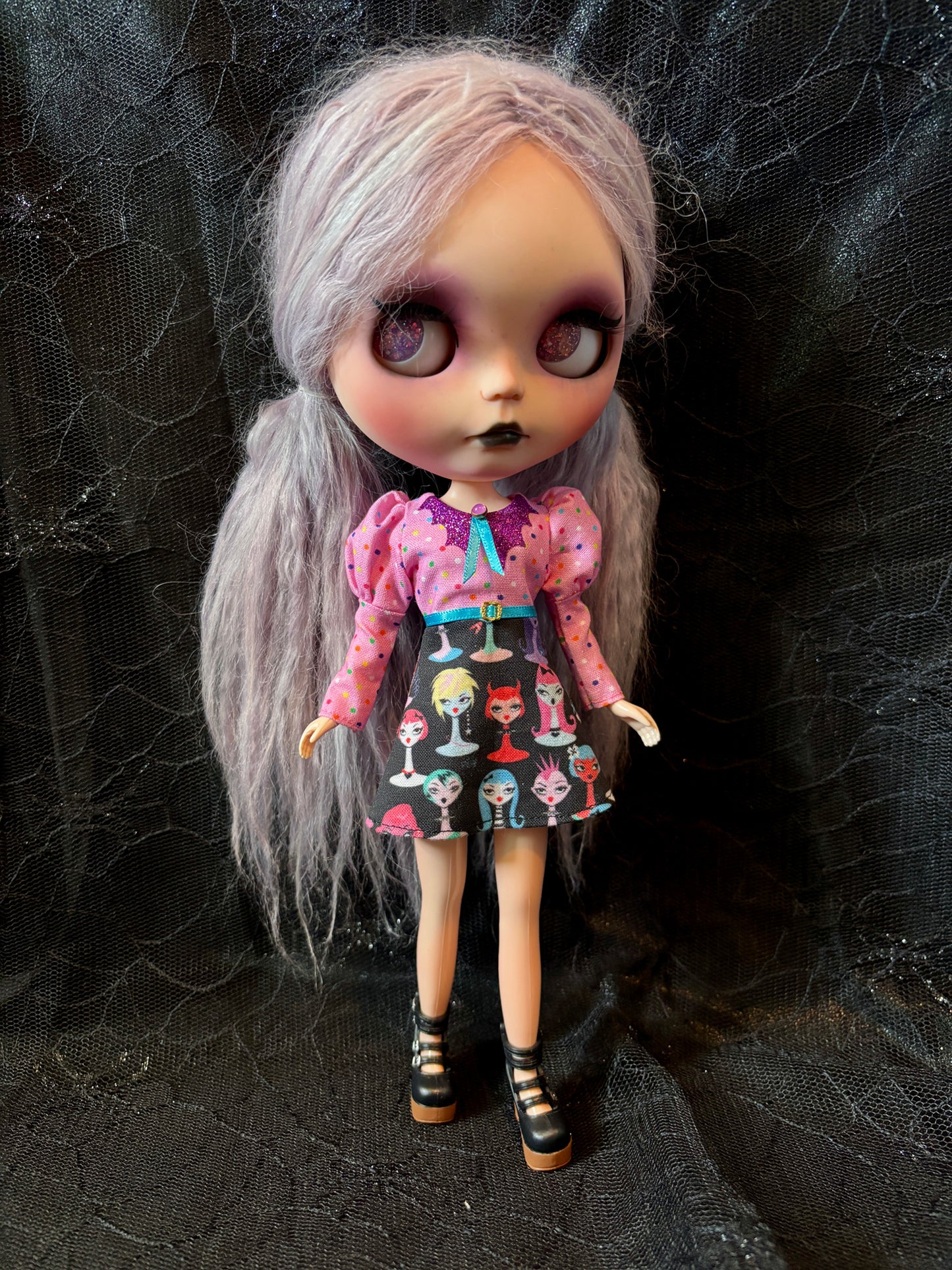 Ghouls Night Out Bat Collar Long Sleeve Mini Dress