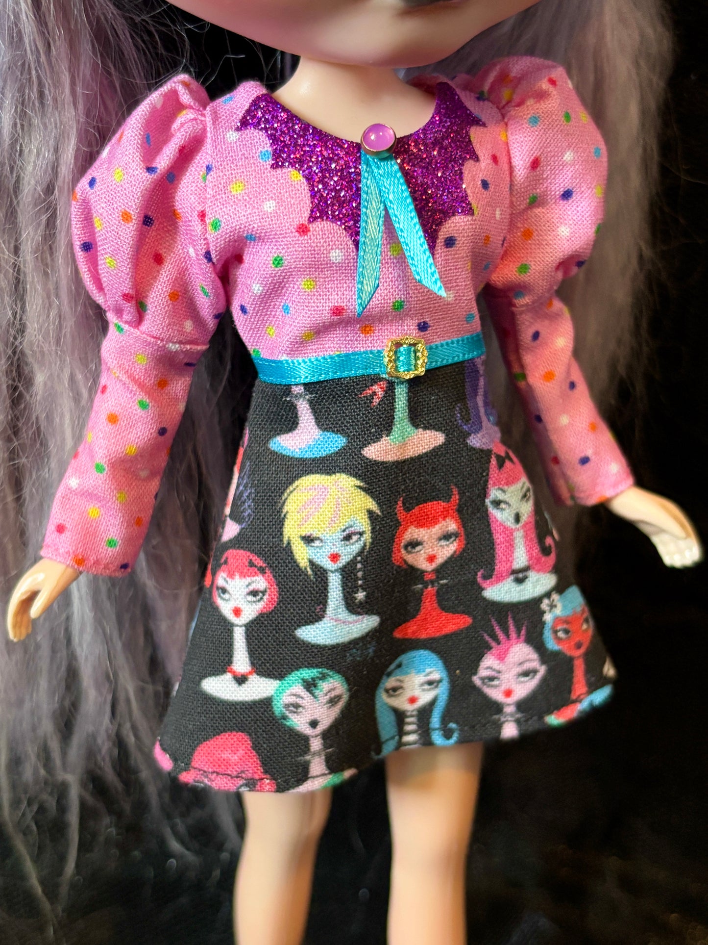Ghouls Night Out Bat Collar Long Sleeve Mini Dress