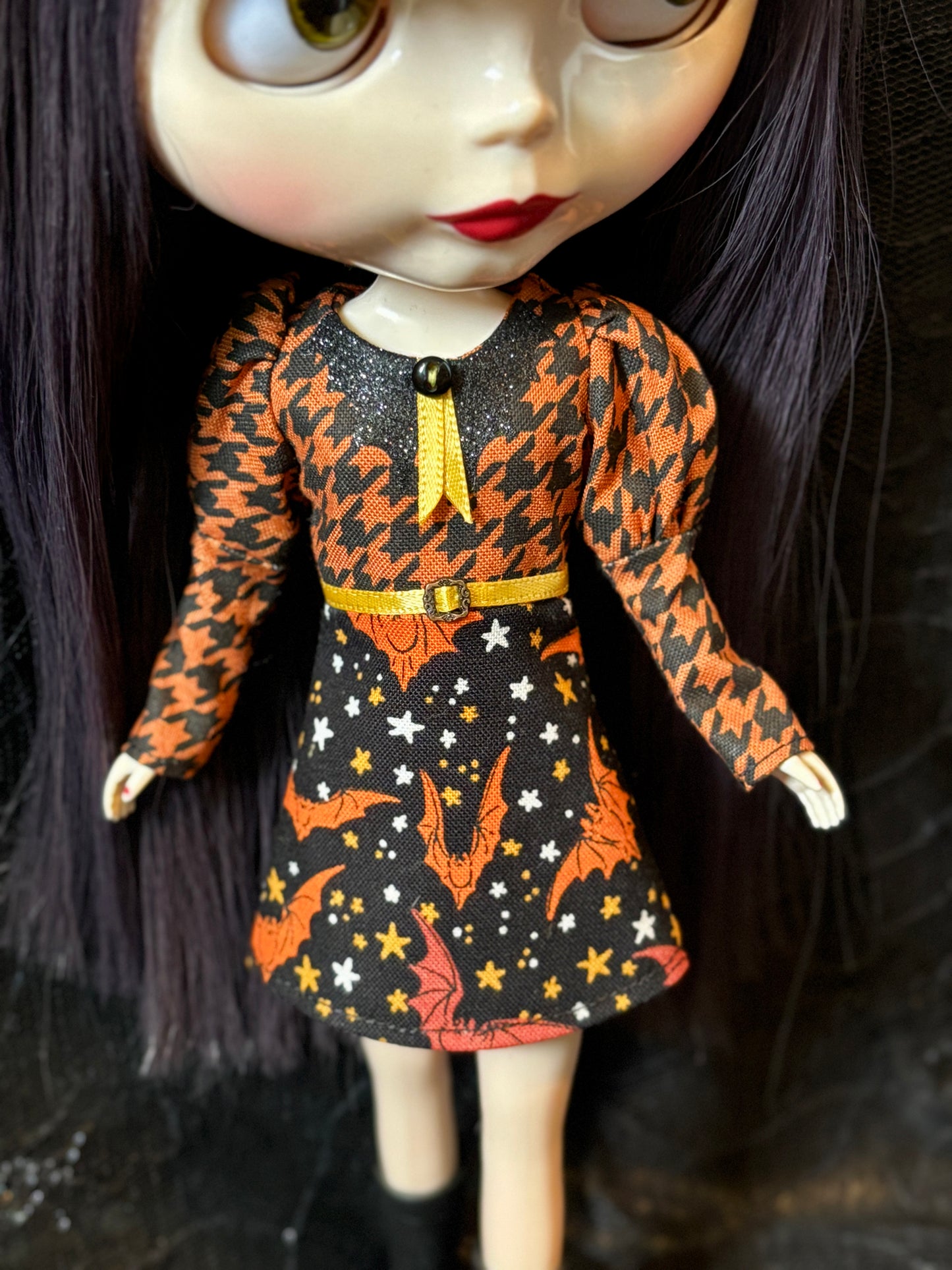 Bats in the Belfry Bat Collar Long Sleeve Mini Dress