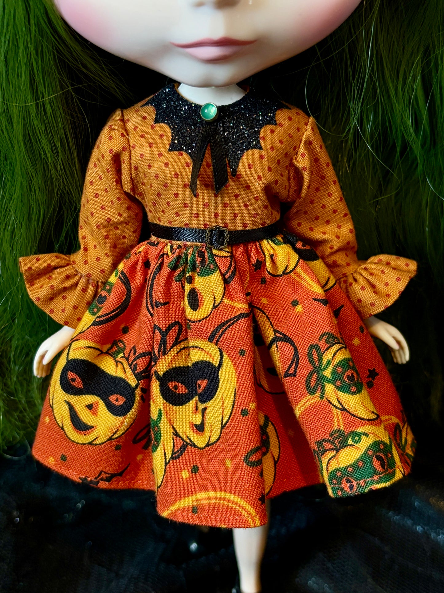 Masquerade Party Bat Collar Ruffle Sleeve Dress