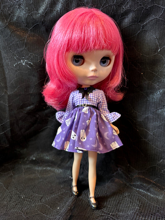 Adorable Apparitions Bat Collar Ruffle Sleeve Dress