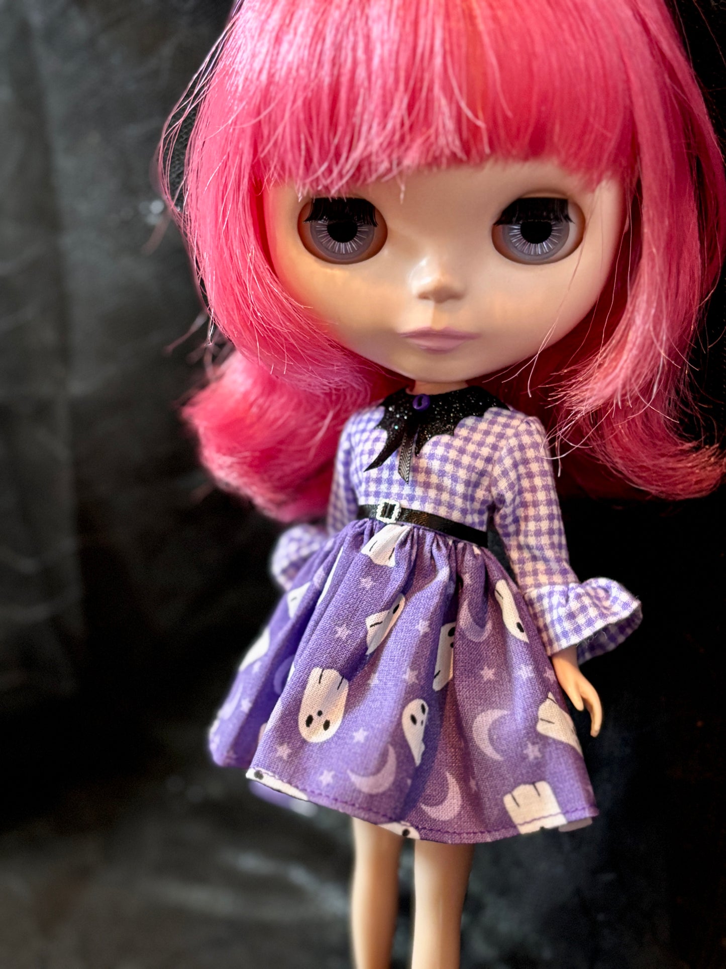 Adorable Apparitions Bat Collar Ruffle Sleeve Dress