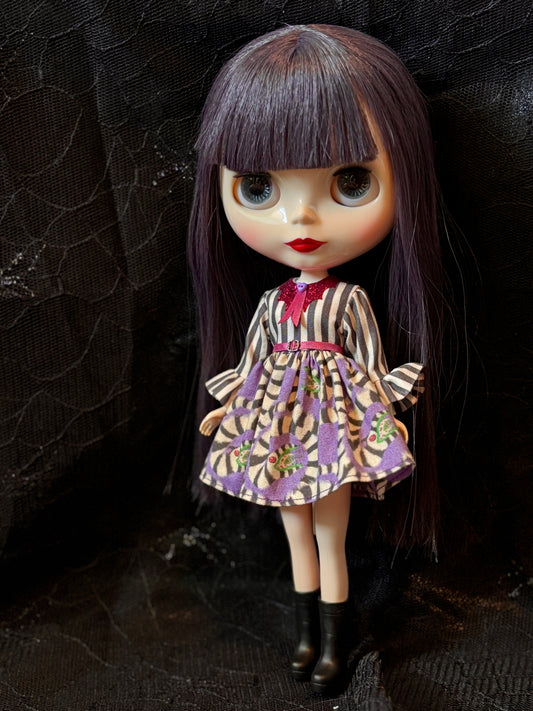 Dreaming of Sandworms Bat Collar Ruffle Sleeve Dress