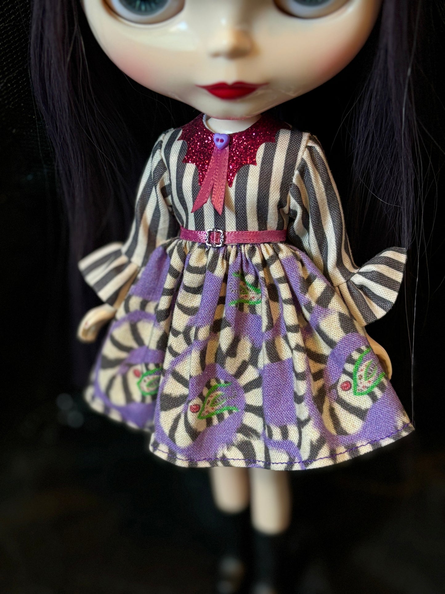 Dreaming of Sandworms Bat Collar Ruffle Sleeve Dress