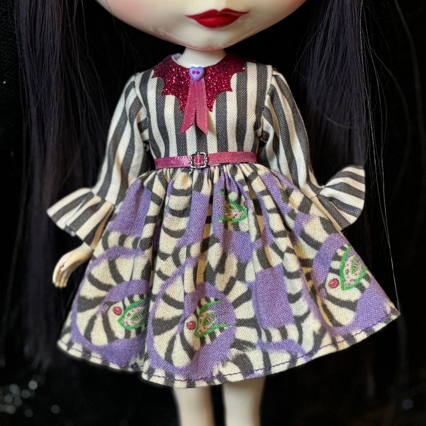 Dreaming of Sandworms Bat Collar Ruffle Sleeve Dress