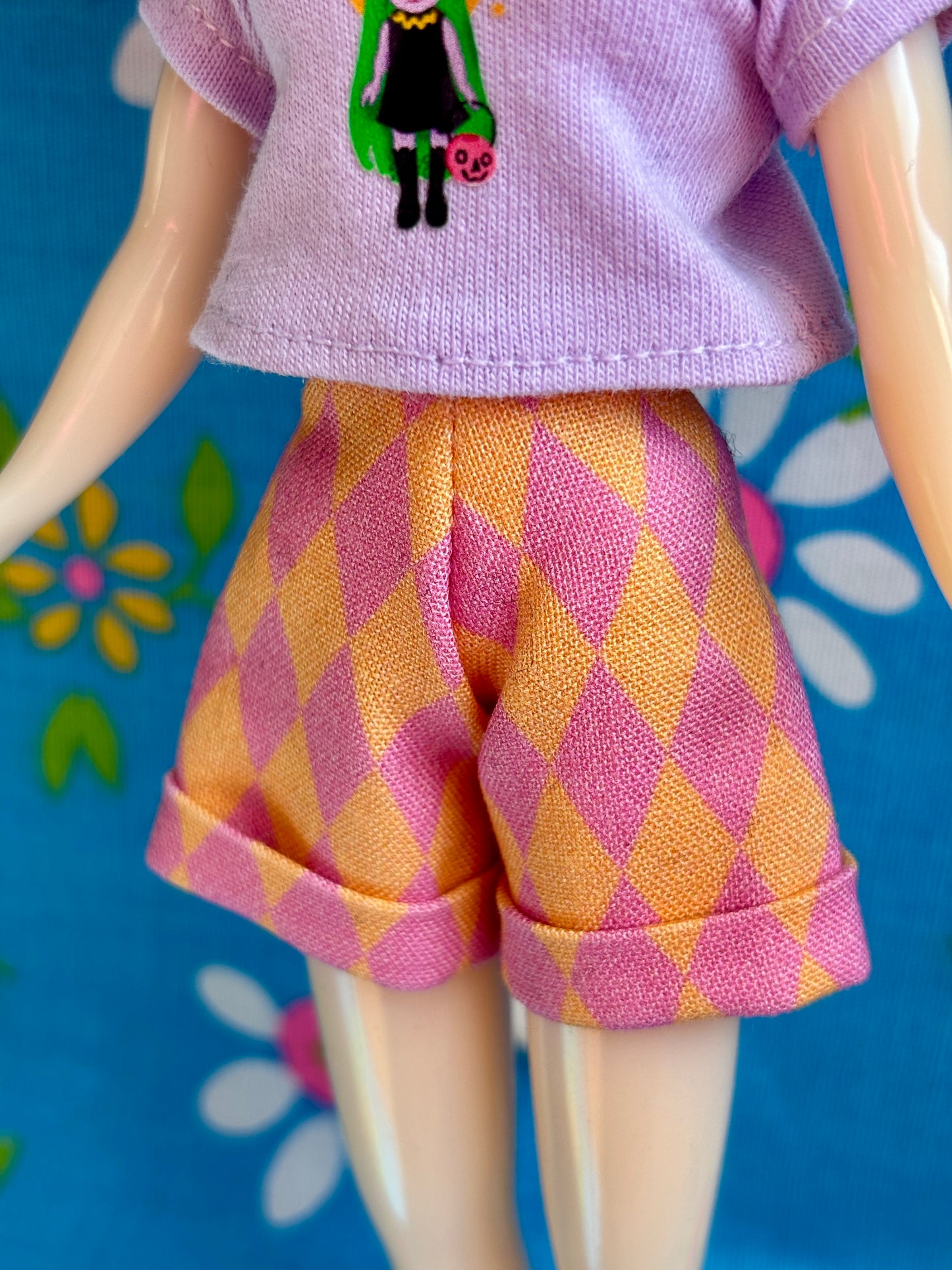 Harlequin Pink & Orange Cuffed Cutie Shorts