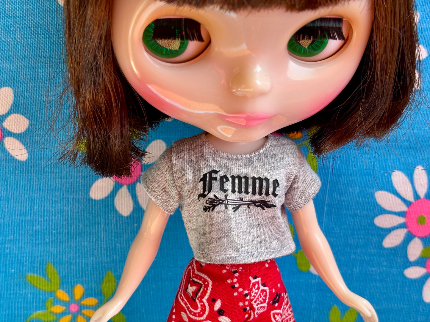 Femme Fatale Gray Crop Tee for Blythe