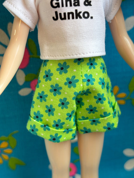 Green Lazy Daisy Cuffed Cutie Shorts
