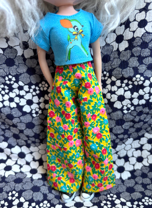 Yellow Garden Floral Wide Leg Pants