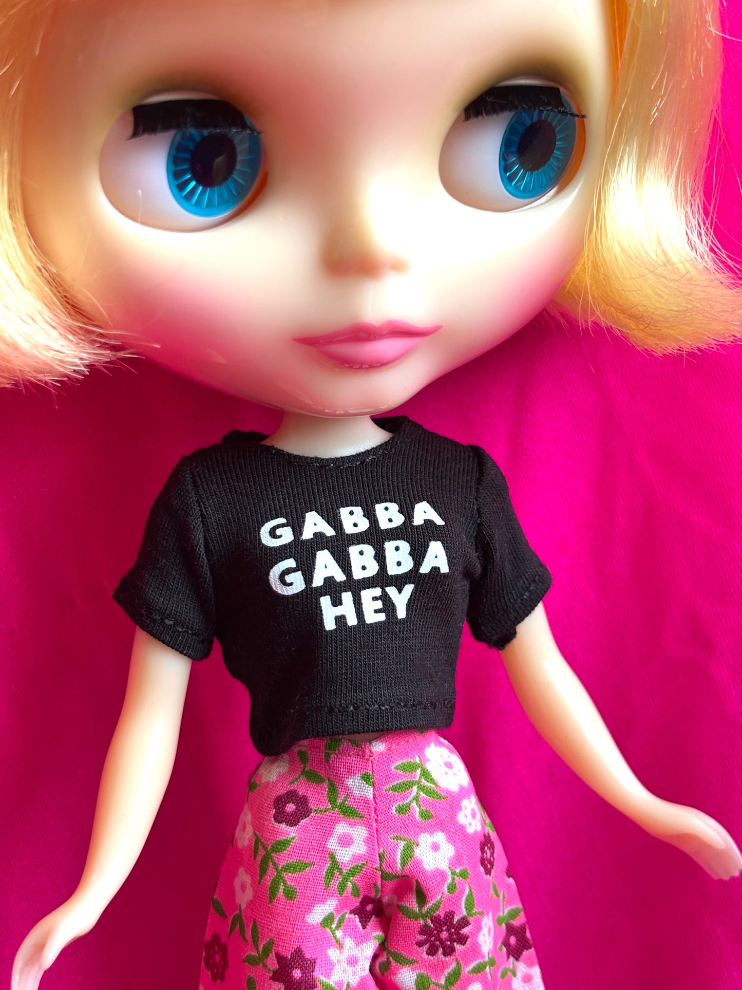 Gabba Gabba Hey Black Crop Tee for Blythe