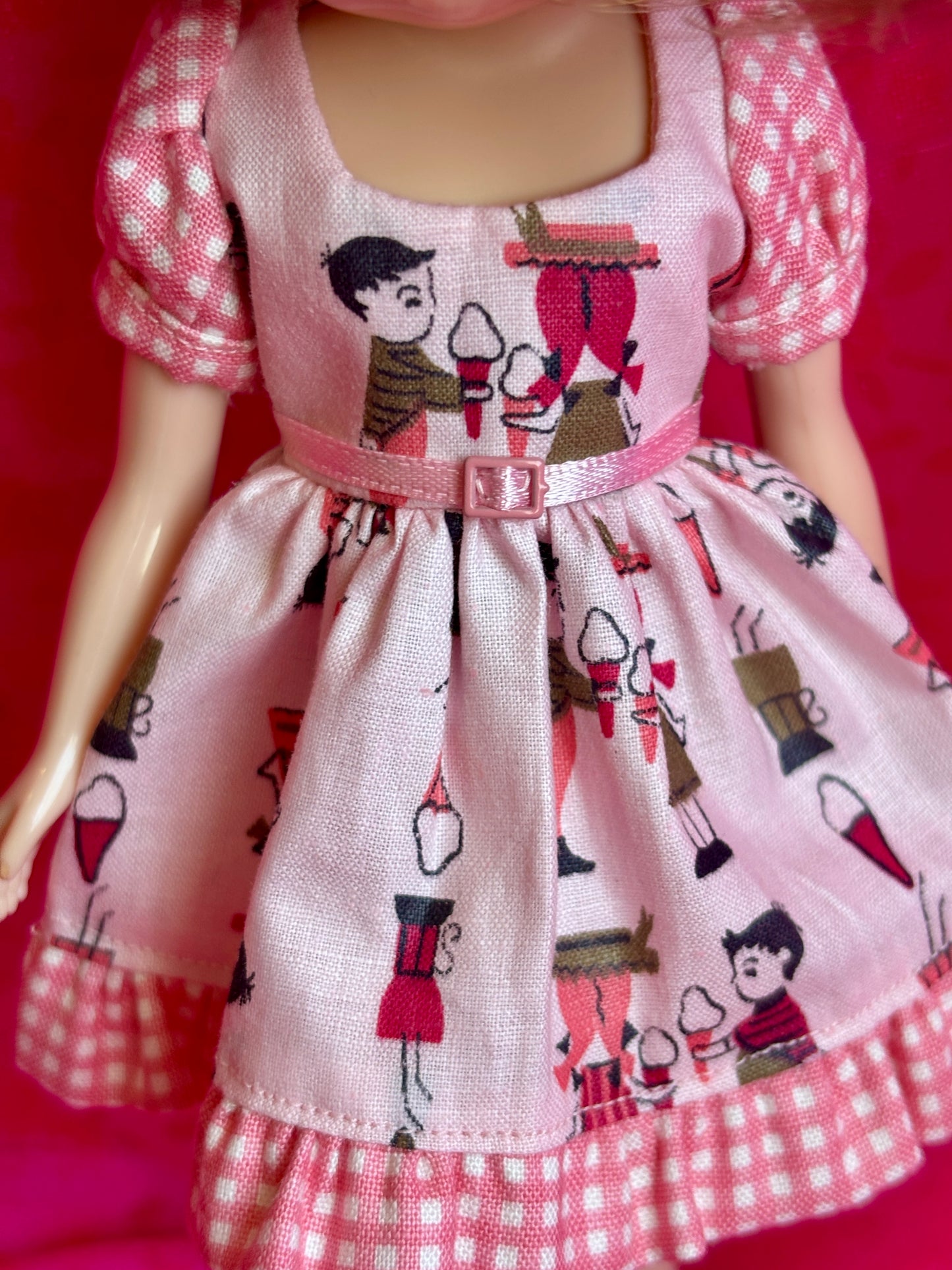 Ice Cream Kids Puff Sleeve Ruffle Hem Dress