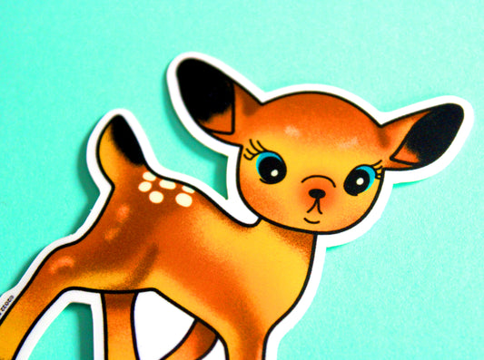 Little Brown Kitsch Deer Vinyl Sticker