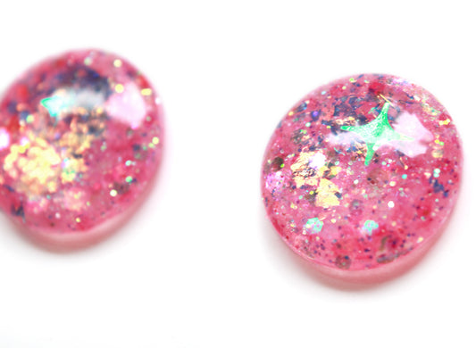 Bubblegum Unicorn / Pink Glitter Resin Blythe Eye Chips