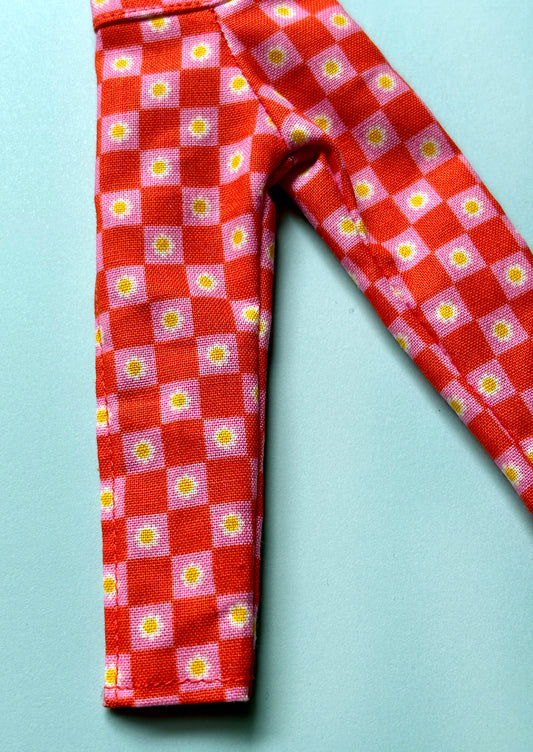 Flower Check Beatnik Baby Pants Orange/Pink