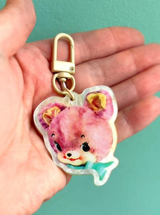 Pink Cutie Bear Acrylic Bag Charm