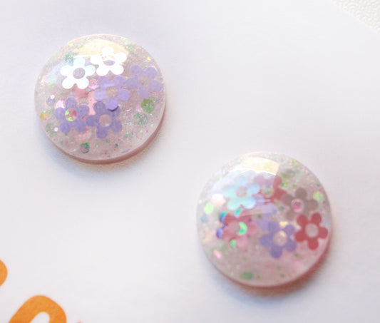 Daisies A Plenty Pink & Purple / Glitter Resin Blythe Eye Chips