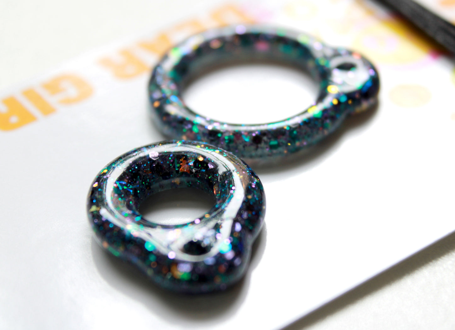 Galaxy Far Far Away / Resin Glitter Pull Ring Set