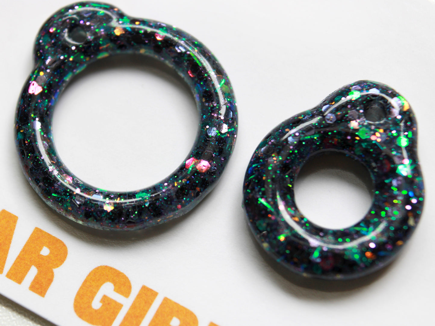 Galaxy Far Far Away / Resin Glitter Pull Ring Set