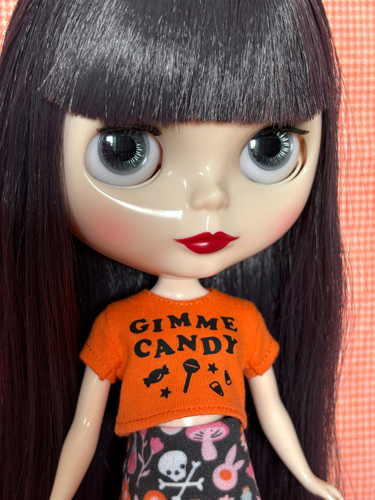 Gimme Candy Orange Crop Tee for Blythe
