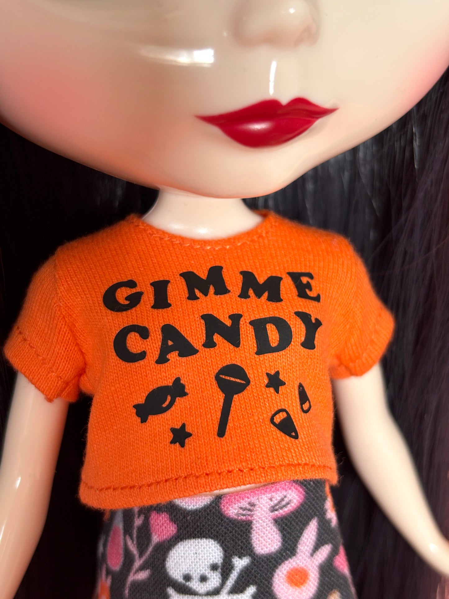 Gimme Candy Orange Crop Tee for Blythe