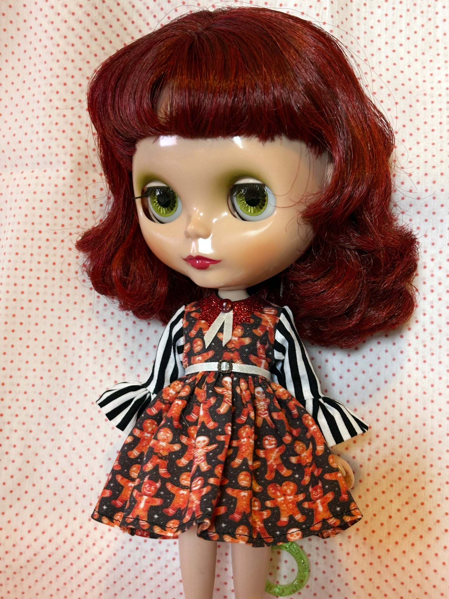 Gingerbread Weirdos Xmas Glitter Bat Collar Dress for Blythe