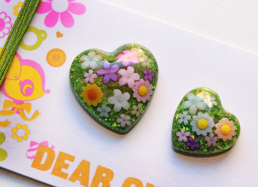 The Magic Garden Green / Resin Glitter Pull Ring Charm Set