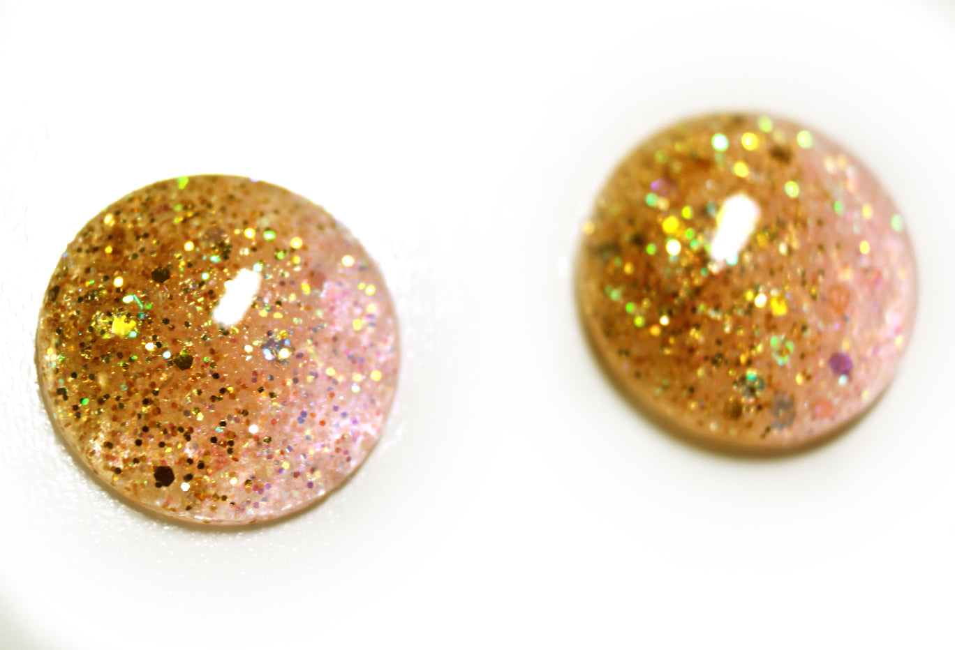 Halfsies Pink & Gold / Glitter Resin Blythe Eye Chips