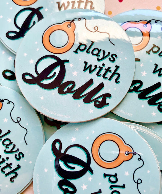 Plays With Dolls Vinyl Sticker Blue Small